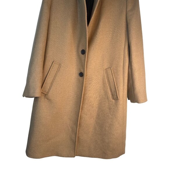 ZARA Large Camel Wool Blend Coat L 2-Button Closure - Picture 6 of 12